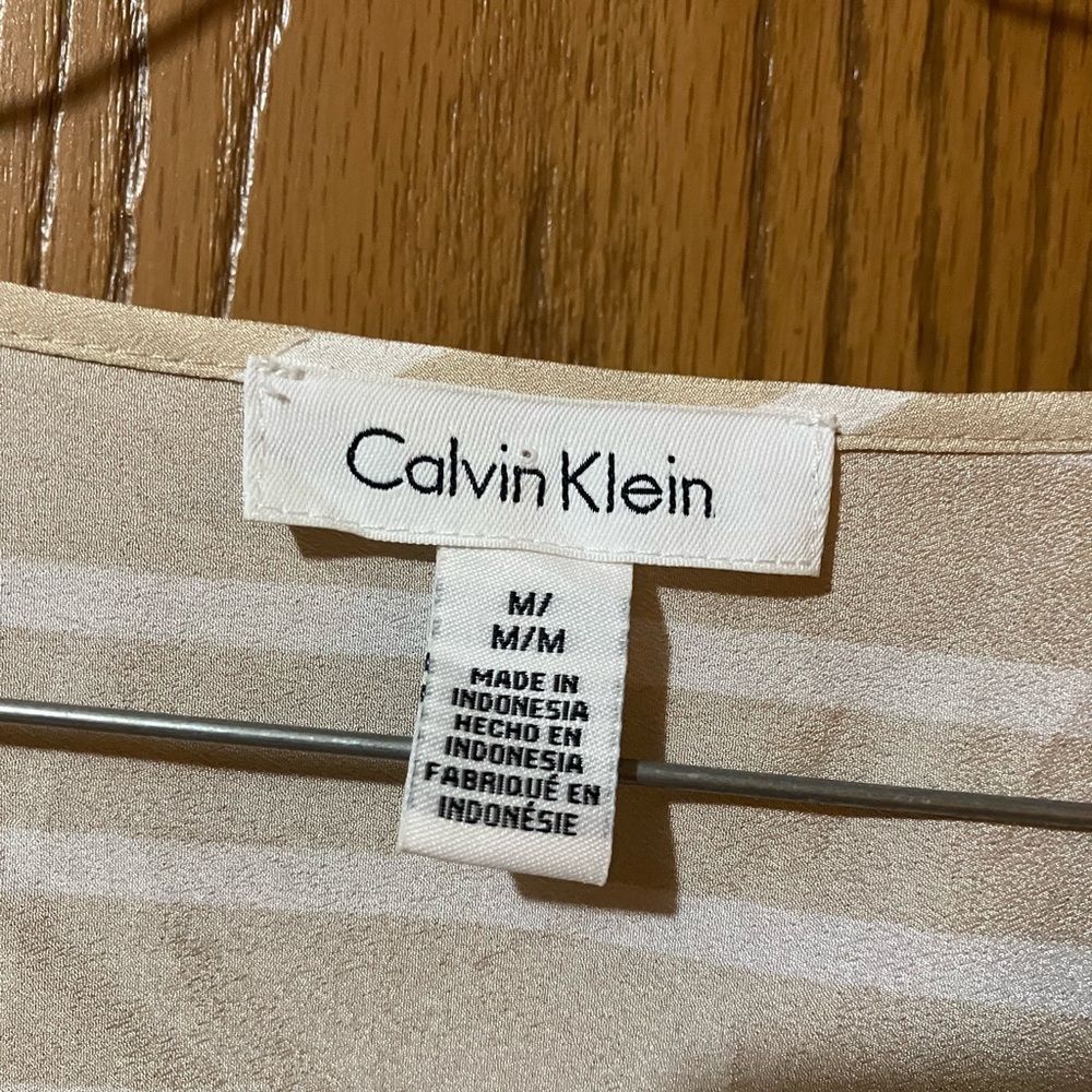 Calvin Klein Beige Striped Blouse - Picture 3 of 4